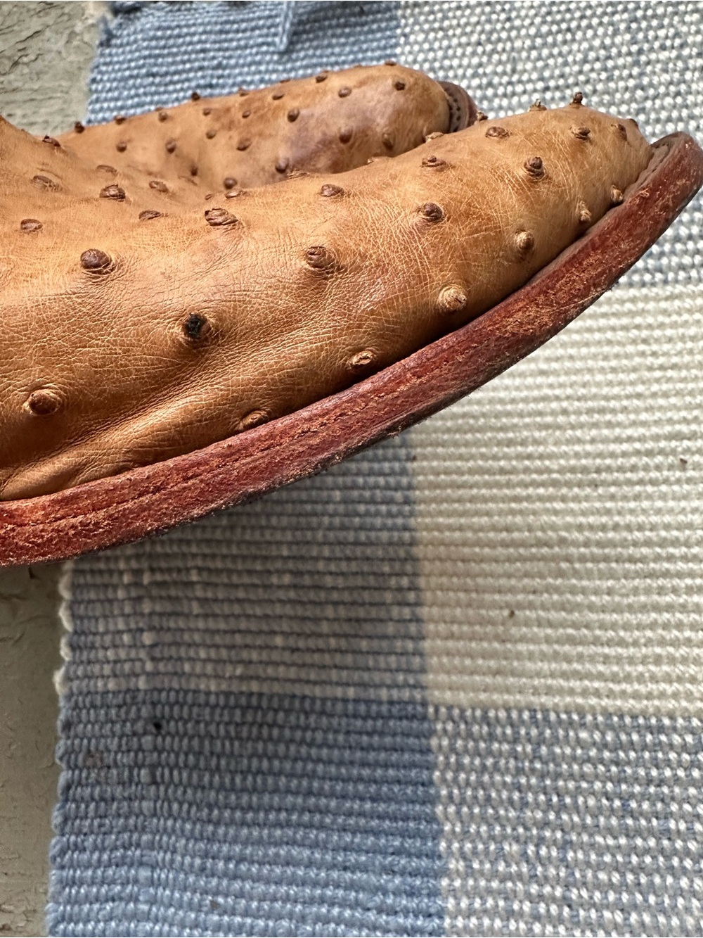 Tony Lama Tan Ostrich-Texture Western Cowboy Boots - Picture 7 of 12